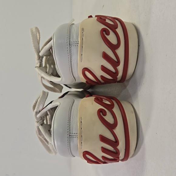 Gucci Boulevard Vintage Stripe White Leather Cursive Logo Women's Sneakers 7 - Picture 3 of 15